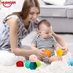 10 balles colorées texturées Huanger – stimulation motricité et reconnaissance des formes