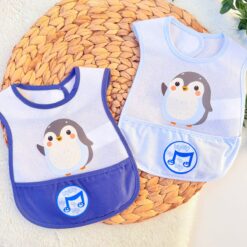 Bavoir pingouin coton avec Bip Sonore et Récupérateur - Bebekevi