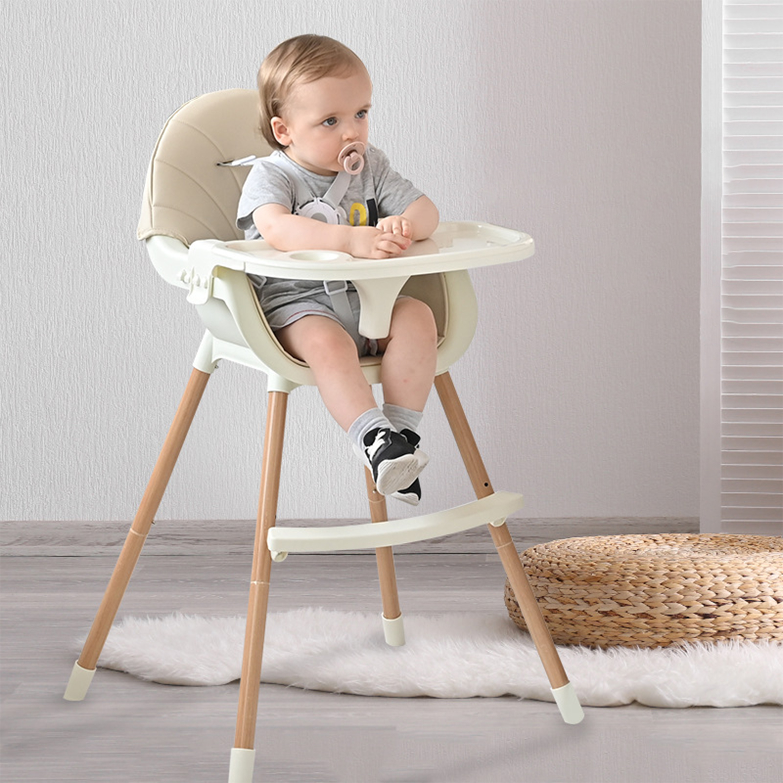 Chaise haute style bois - mybaby - Allobebe Maroc