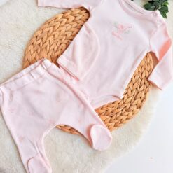 Ensemble Naissance bébé coton organique Rose – Caramell Baby