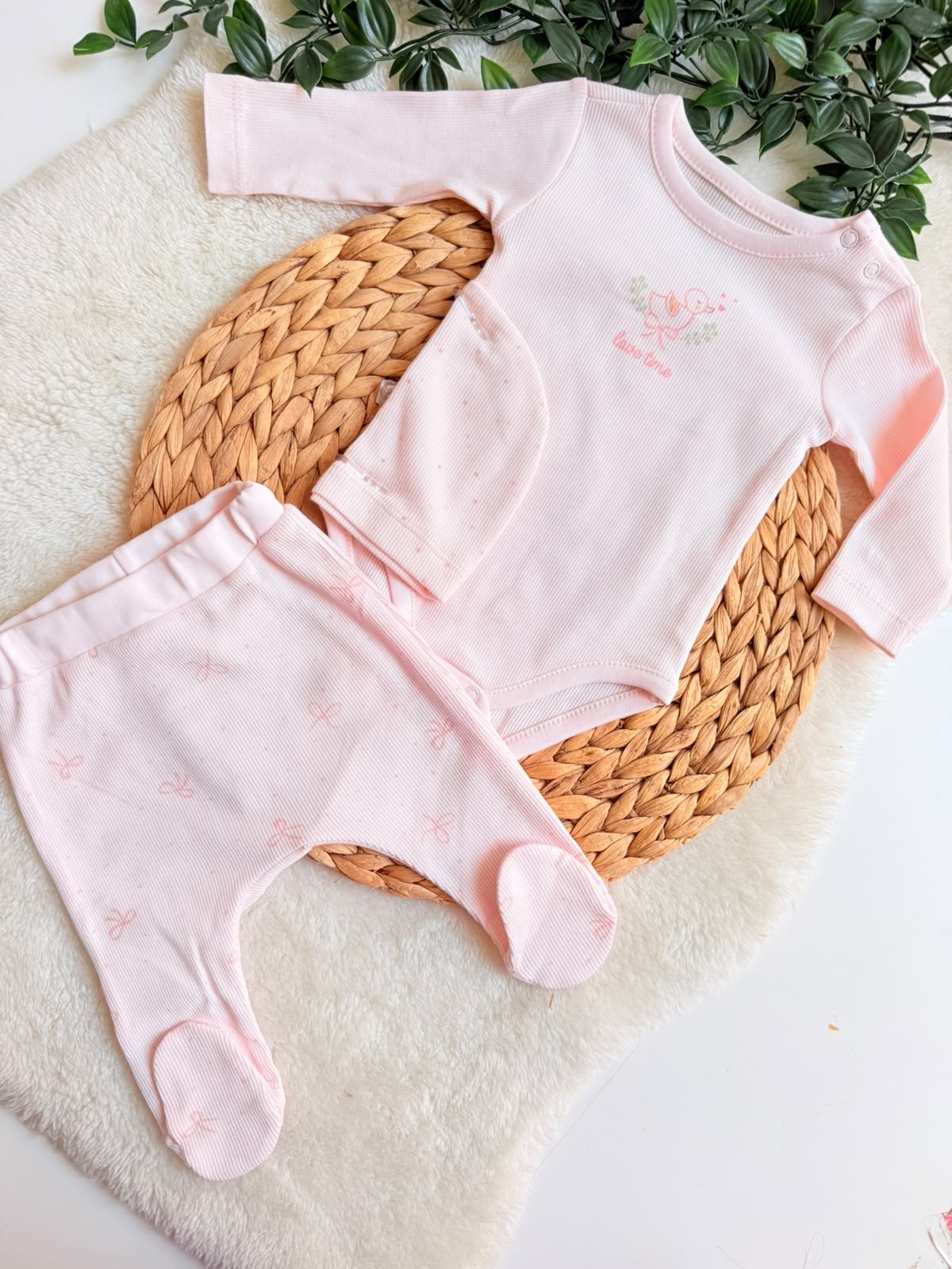 Ensemble Naissance bébé coton organique Rose – Caramell Baby