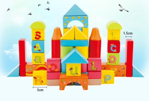 Onshine – English Elphabet Blocks en Bois 50 PCs-6174
