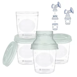 Pots de conservation du lait maternel avec adaptateur mint - Kikkaboo