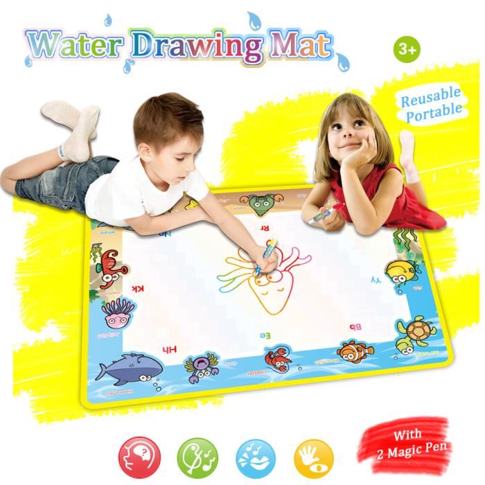 Tapis de doodle d'eau 100 * 80cm Grand tapis de dessin d'eau, tapis de  peinture de dessin avec des stylos de griffonnage d'eau