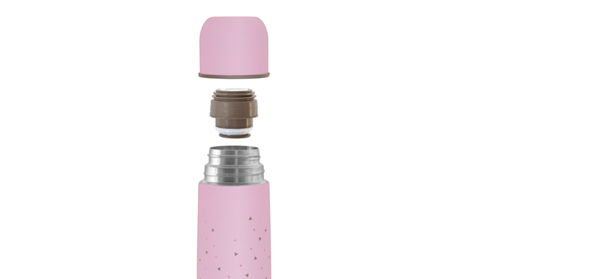 Gourde Isotherme Miniland 500 Ml – Effet Chrome Rose – Triple Isolation, Sans BPA – Parfait Pour Parents Et Enfants