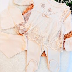 Pack naissance 5pcs en coton épais avec des fleurs 3D