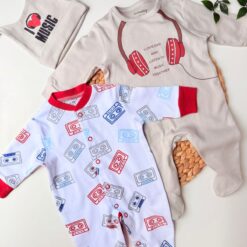 Pack 2 Grenouillères Bébé Coton + Bonnet Assorti – Douceur & Style