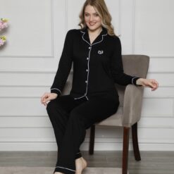 Ensemble Pyjama de Maternité Élégance Classique – Chemise Pantalon