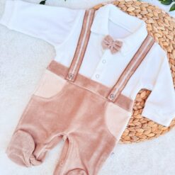 Grenouillère Bébé en Velours Bleu - Élégance et Chaleur