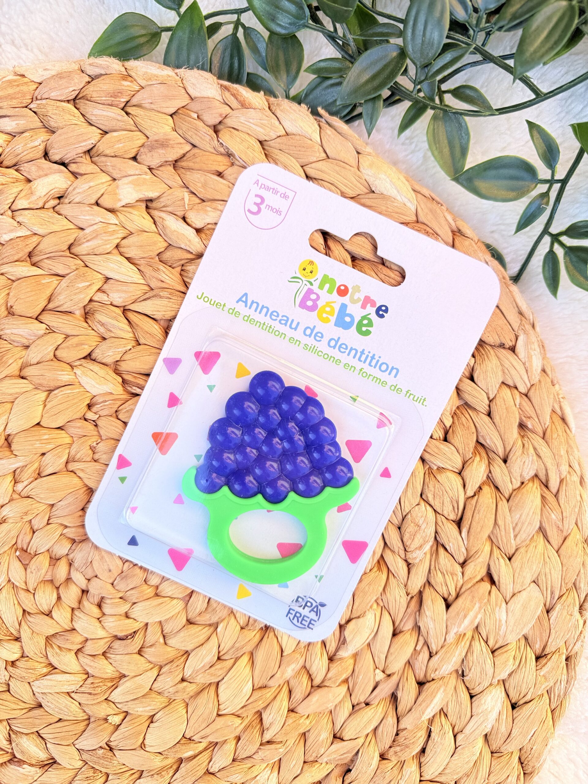 Notre Bébé Anneau de Dentition Bébé – Raisin en Silicone Alimentaire