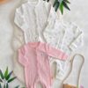 Lot de 3 Grenouillères en Coton Fille – Motifs Ludiques et Ouverture Facile
