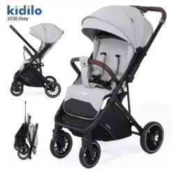 Kidilo – Poussette valise réversible gris
