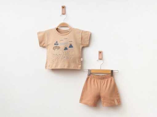 Ensemble comfy Coton Doux beige : T-Shirt & Short Adorables