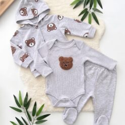Ensemble Jogging Bébé 3 pcs Matières Naturelles - Petit Ours