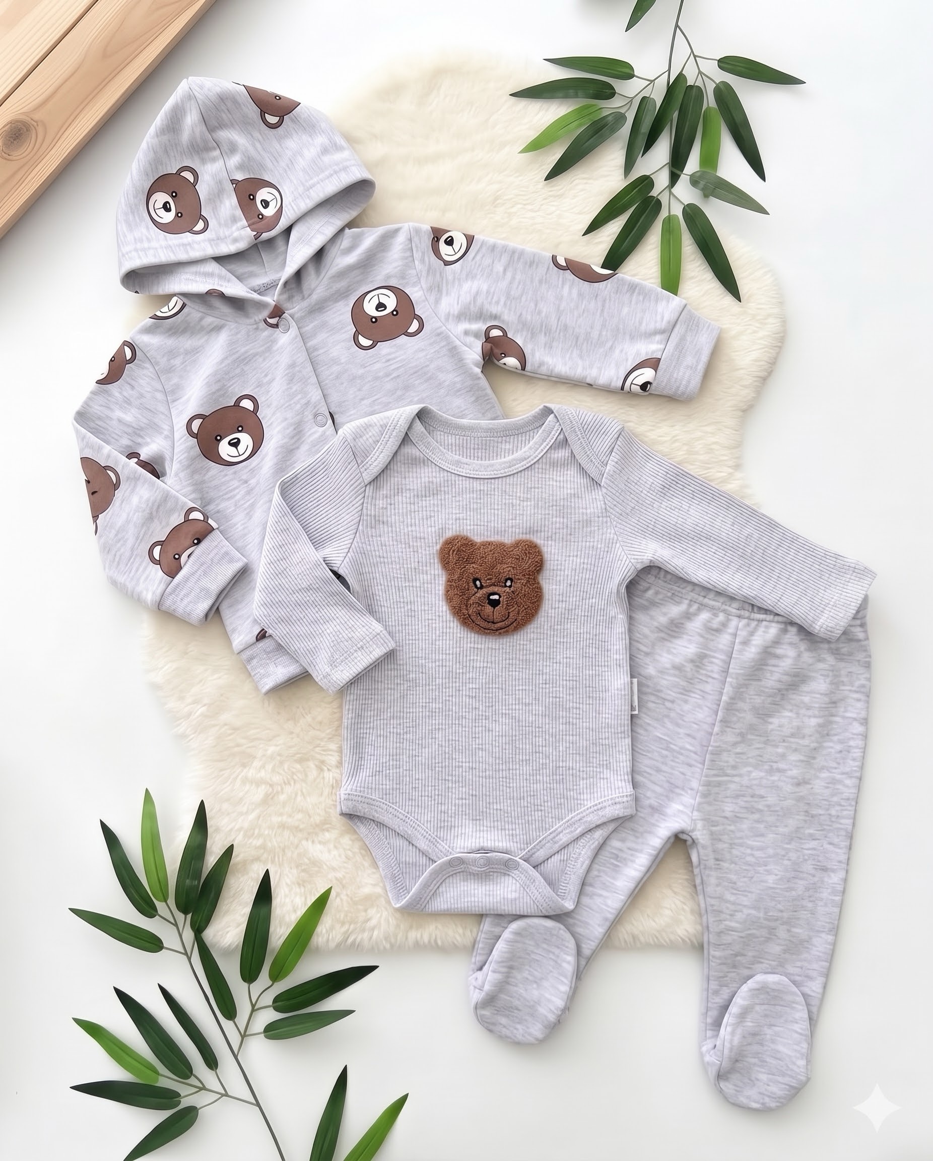 Ensemble Jogging Bébé 3 pcs Matières Naturelles - Petit Ours