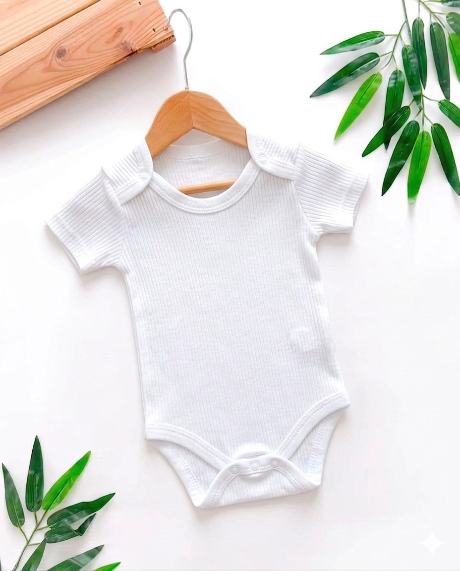 Body Bébé Manches Courtes Blanc Essentiel - 100% Coton Pur