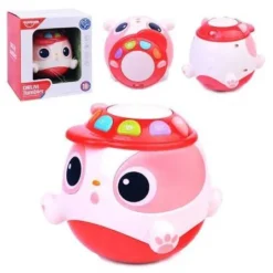 Culbuto Musical Tambour Huanger – Drum Tumbler Interactif pour Bébé rose