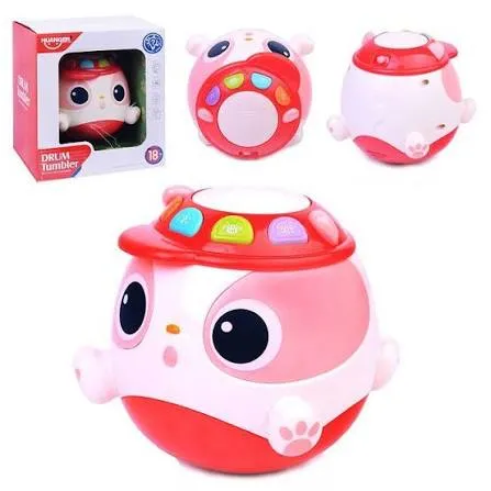 Culbuto Musical Tambour Huanger – Drum Tumbler Interactif pour Bébé rose