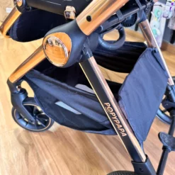 cadre poussette en aluminium doré