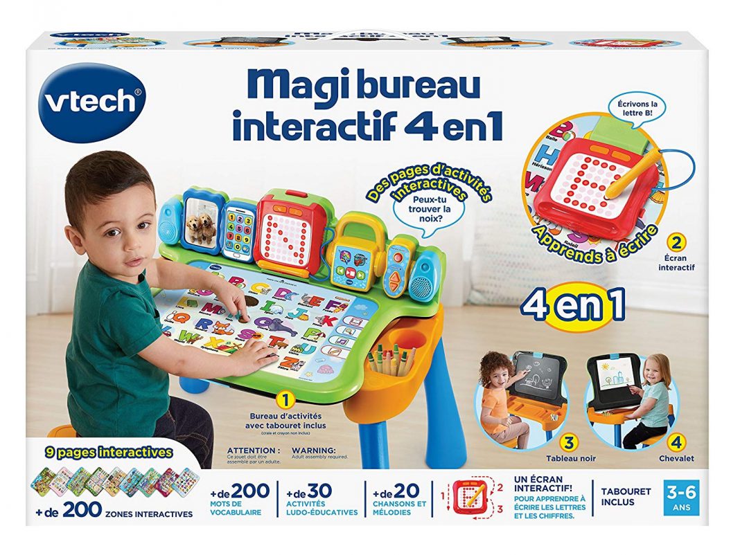 VTech - Magi Bureau Interactif 5 en 1, Bureau Enfant avec Tabouret, Écran Lumine