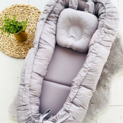 couffin nest Nid Bébé en Coton Ultra Doux – Bebekevi – Coloris Gris,