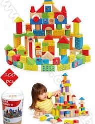 Ensemble de blocs en bois 100 Pcs-11999