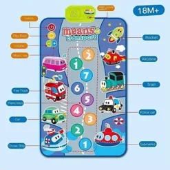 Tapis de jeu musical, toucher et apprendre- Moyen de Transport en anglais