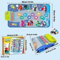 Tapis de jeu musical, toucher et apprendre- Moyen de Transport en anglais