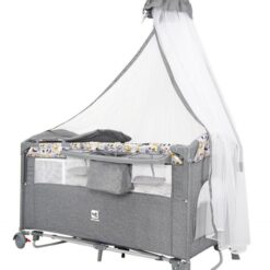 Cododo lit berceau parc pliable avec balancelle coolbaby gris foncé