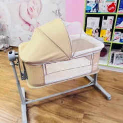 Lit Bébé Coolbaby 4 en 1 – Multifonction avec Balancement Automatique, Bluetooth et Télécommande beige