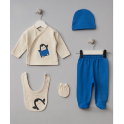 Ensemble hôpital pour bébé 100% coton - Bleu