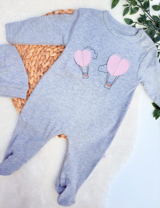Grenouillère cocooning en Coton Pur Motif Cœur