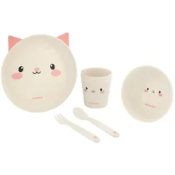 Set Repas 5 Pièces en Bambou Chat - Kikkaboo