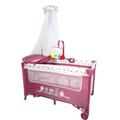 Lit Parc + plan a langer + mobilo + voile Moustquaire
