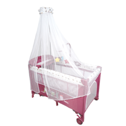 Lit Parc + plan a langer + mobilo + voile Moustquaire