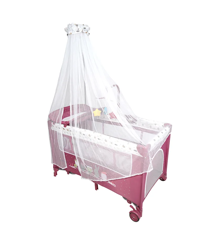 Lit Parc + plan a langer + mobilo + voile Moustquaire