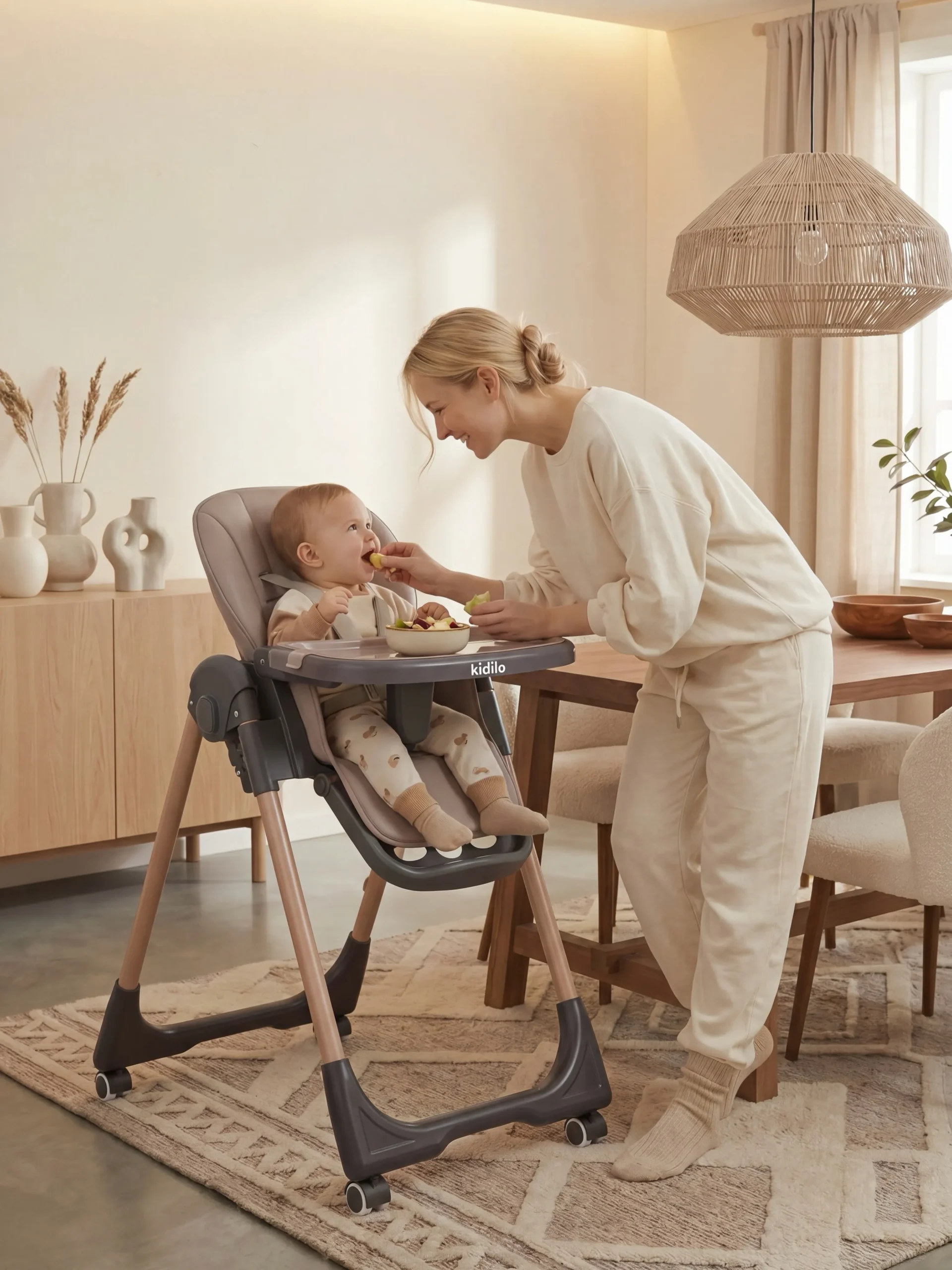 chaise haute kidilo beige