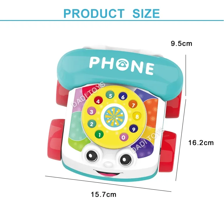 dimension Téléphone Jouet Bébé Kids Melody – Jouet d'Éveil Musical à Tirer dès 0 Mois