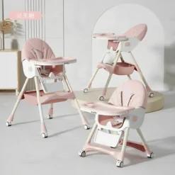 Chaise Haute Multifonction 5-en-1 – Kidilo rose