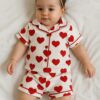 Pyjama Chemisier Short Coton Doux – Motif cœur