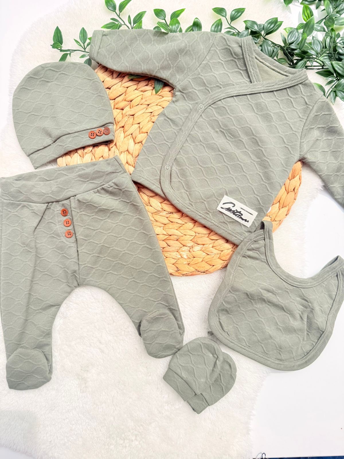 Pack Naissance 5 pcs Respirant vert : L'Indispensable Toutes Saisons (0-6 mois)