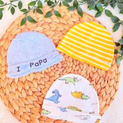 Lot de 3 Bonnets Bébé Coton Pur - Motifs Jolis - Interchangeables