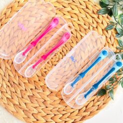 Lot de 2 Cuillères en Silicone pour Bébé avec boite