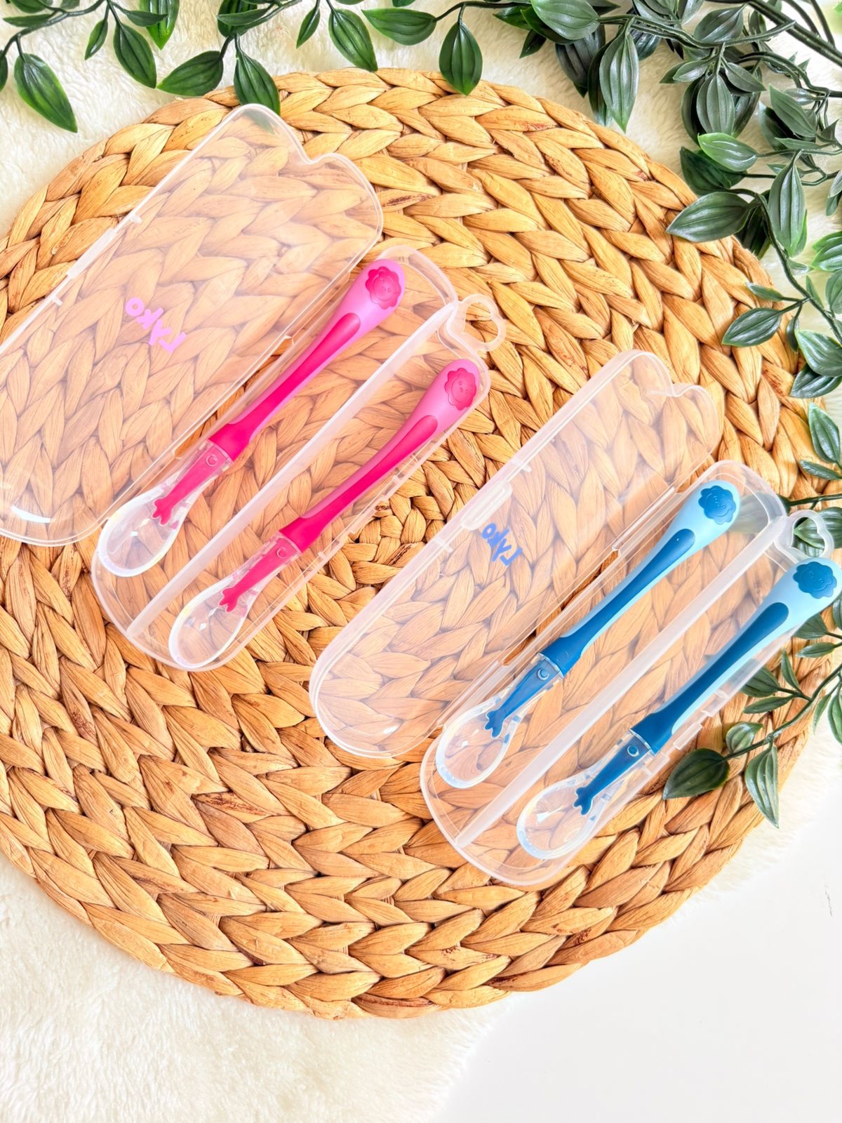 Lot de 2 Cuillères en Silicone pour Bébé avec boite