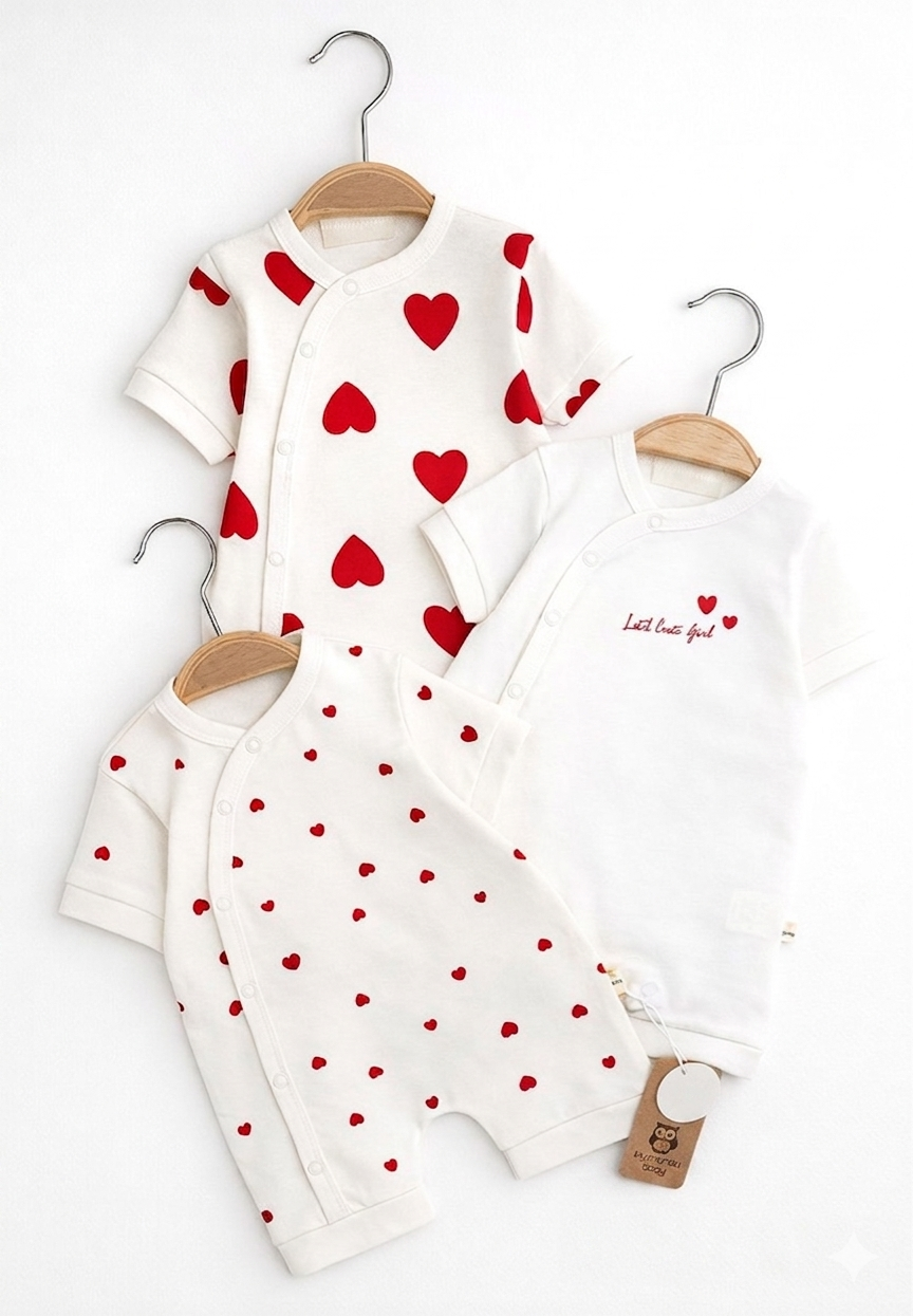 Lot de 3 Barboteuses Bébé pour l’Été – Douceur en Coton 0-3mois