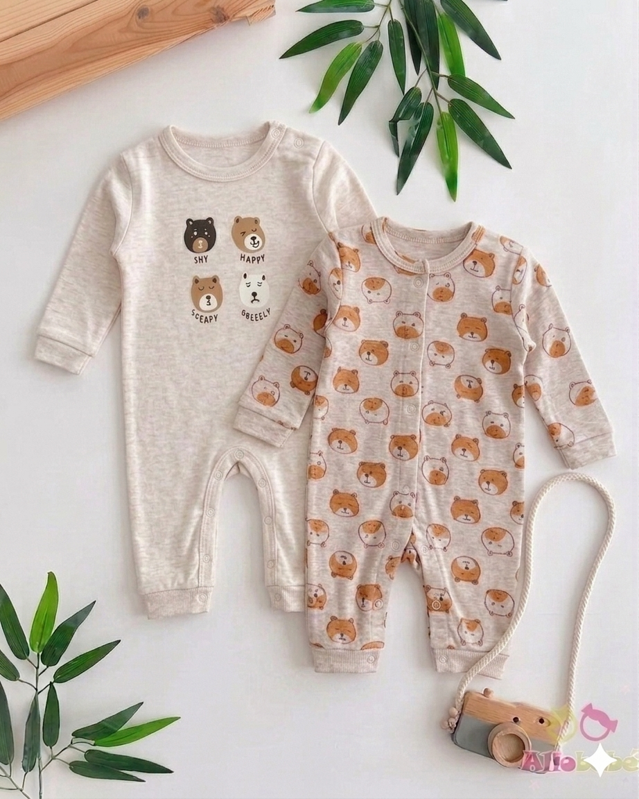 Lot de 2 Grenouillères Bébé – Douceur et Confort en Coton Pur