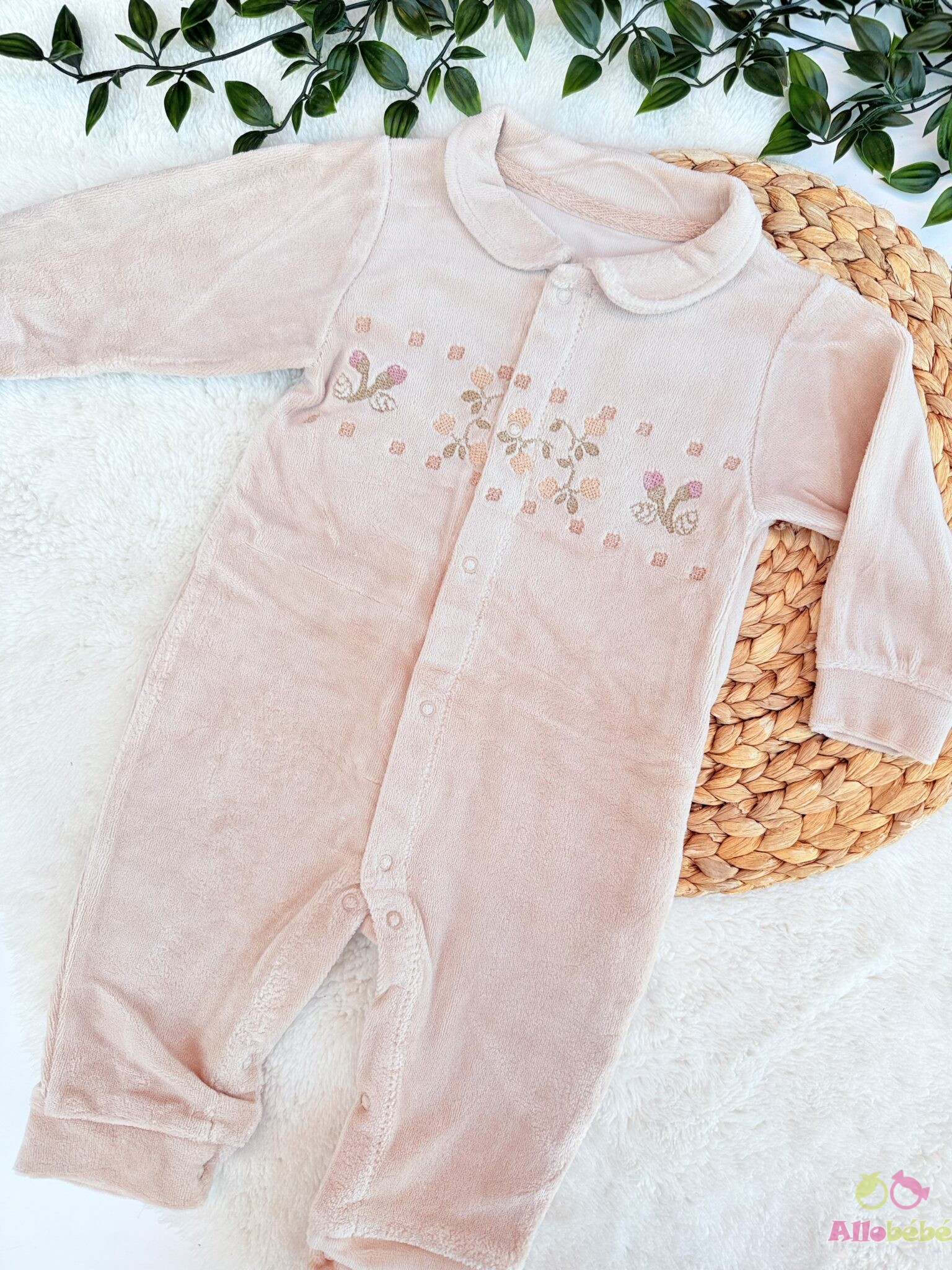 Grenouillère Bébé Fille Cyrillus Brodée - Taille 3 Mois (60cm) - Rose - Neuf Avec étiquettes