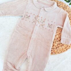 Grenouillère Brodée Velours & Coton Pur - Chaleur, Élégance et Qualité