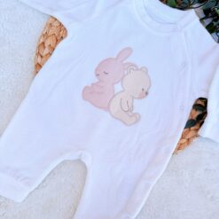 Grenouillère velours Douceur 100% coton - Motif lapin