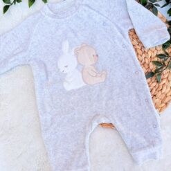 Grenouillère velours Douceur 100% coton - Motif lapin